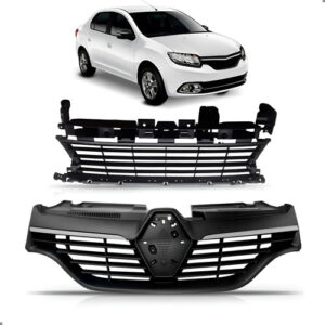 Kit Grade Para Logan 2014 A 2019 Com Friso Cromado Preto Preto