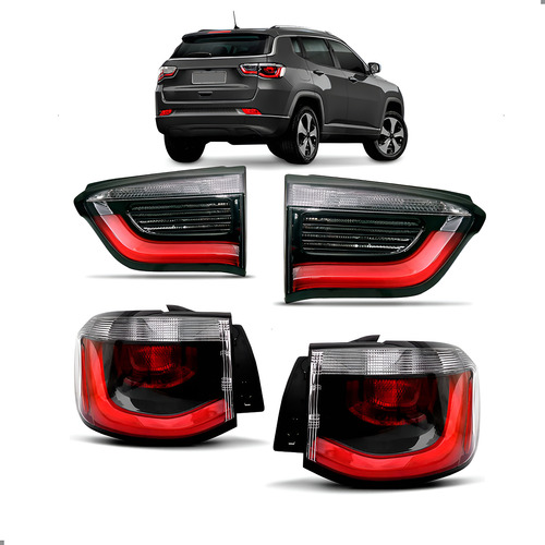 Kit Lanternas Para Jeep Compass 2017 2018 2019 2020 2021 Led Ambos Lados