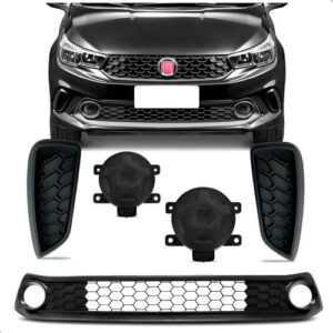 Tela Frontal Central Argo 17 A 22 C/ Moldura E Tampa Milha Preto