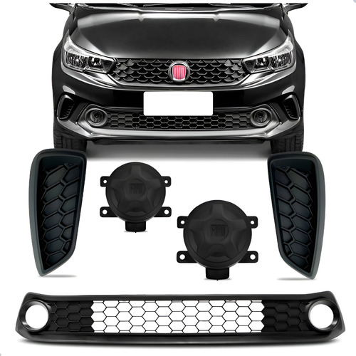 Tela Frontal Central Argo 17 A 22 C/ Moldura E Tampa Milha Preto