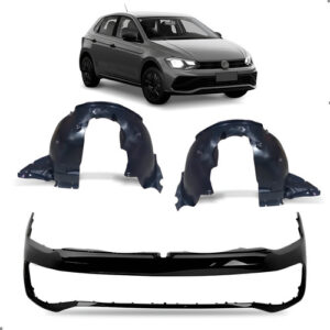 Kit Parachoque Para Polo Track 2023 A 2026 Com Par Parabarro Preto