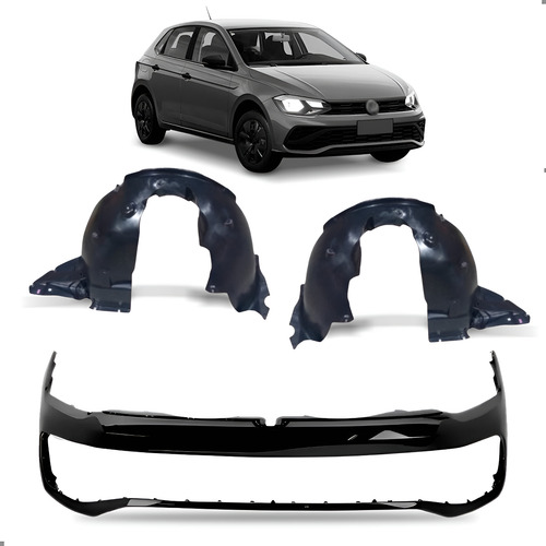 Kit Parachoque Para Polo Track 2023 A 2026 Com Par Parabarro Preto