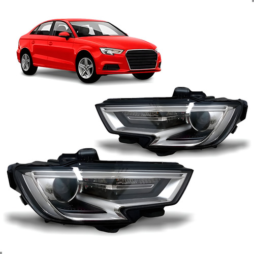 Par Farol Audi A3 2017 A 2019 Elétrico Com Motor Led Xenon Ambos Lados