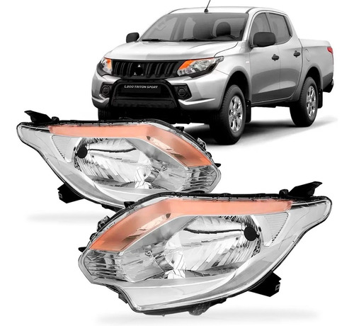 Par Farol Manual Cromado Com Sinaleira L200 Triton 17/20