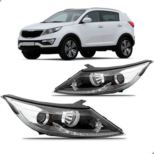 Par Farol Sportage 2011 A 2016 Eletrico Sem Motor Com Led