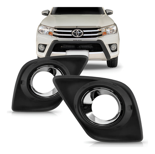 Par Grade Milha Pickup Hilux Srv 2016 17 2018 Aro Cromado Preto Ambos Os Lados