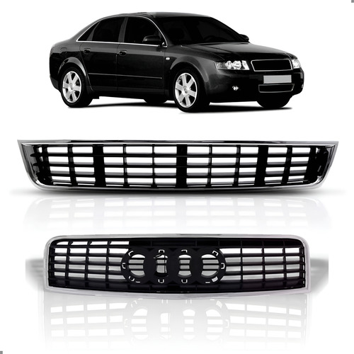 Par De Grade Para Audi A4 2002 A 2004 Superior E Inferior Preto
