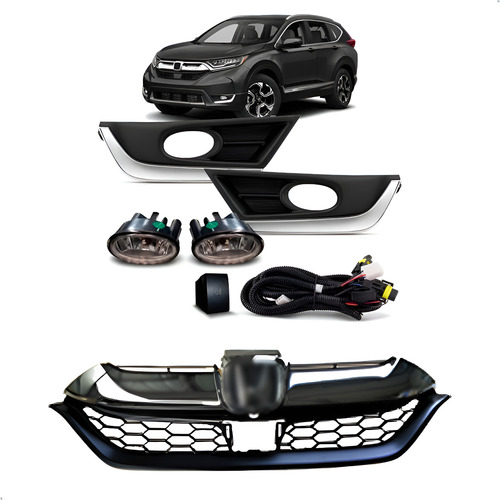 Kit Para Honda Crv 2018 2019 2020 Grade Com Kit Farol Milha Plástico