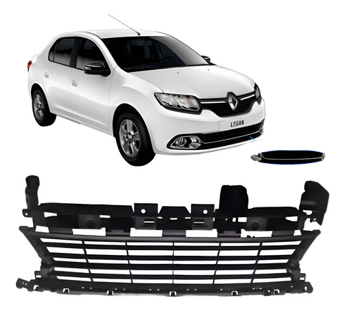 Tela Frontal Inferior Central Parachoque Logan Ano 2014 2015 Preto