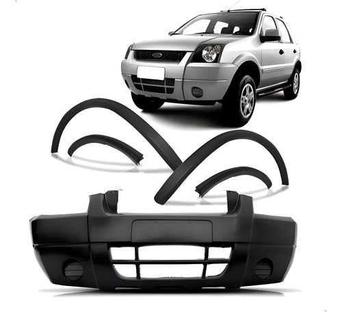 Kit Parachoque Dianteiro E Molduras Ecosport 03 A 2007 Novo Preto