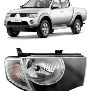 Farol L200 Triton 07/16 Foco Simples Pisca Cristal 1ª Linha Direito/passageiro
