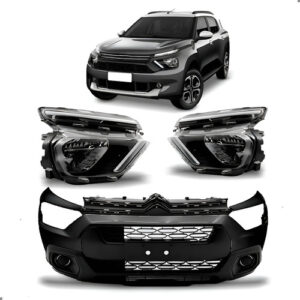 Kit Parachoque E Faróis Para C3 Aircross 2020 A 2025 Sem Led Preto