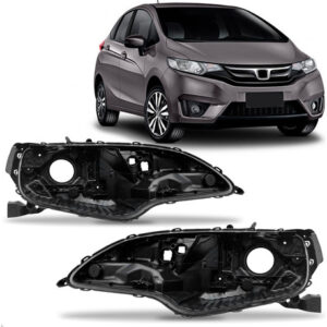 Par Carcaça Farol Dianteira Fit 2014 A 2021 C/ Regulador