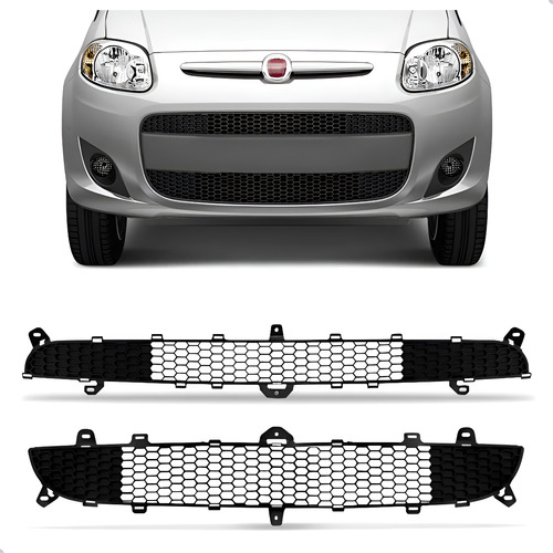 Par Tela Frontal Central Parachoque Palio Atractive 12 A 16 Preto