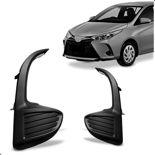Par Grade Lateral Parachoque Diant. Para Yaris 2023 A 2025 Preto Ambos Lados