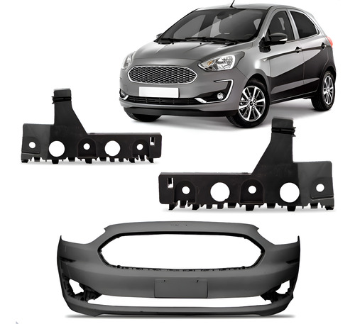 Envolvente Para Ford Ka 2019 A 2022 Dianteiro C/ Guias Preto