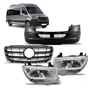 Kit Envolvente + Par Farois + Grade Sprinter 2020 Até 2024 Preto