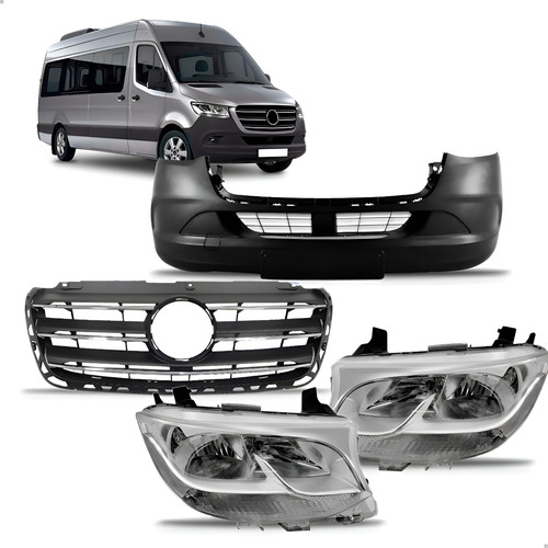 Kit Envolvente + Par Farois + Grade Sprinter 2020 Até 2024 Preto