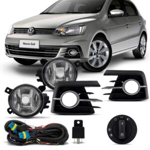 Kit Farol Milha Gol Gvii 2016 À 2018 Com Grade Aro Cromado