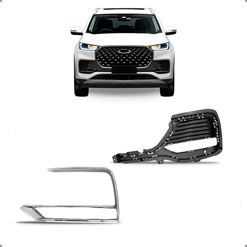 Kit Grade E Friso Cromado Para Tiggo8 Pro 2022a2025 Esquerdo Preto