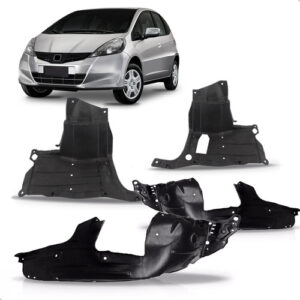 Par Asa Urubu Frontal + Protetores P/ Honda Fit 2009 A 2014