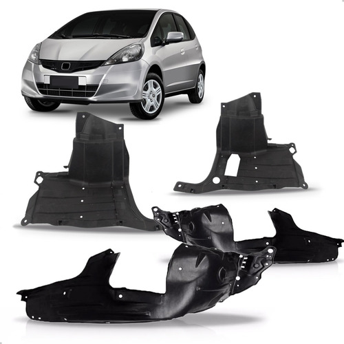 Par Asa Urubu Frontal + Protetores P/ Honda Fit 2009 A 2014
