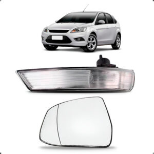 Kit Lente E Pisca Retrovisor Focus 2009 A 2013 Lado Esquerdo Preto