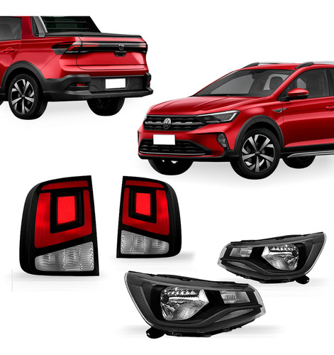 Kit Par Farol E Par Lanterna Saveiro 2023 A 2026 Fumê