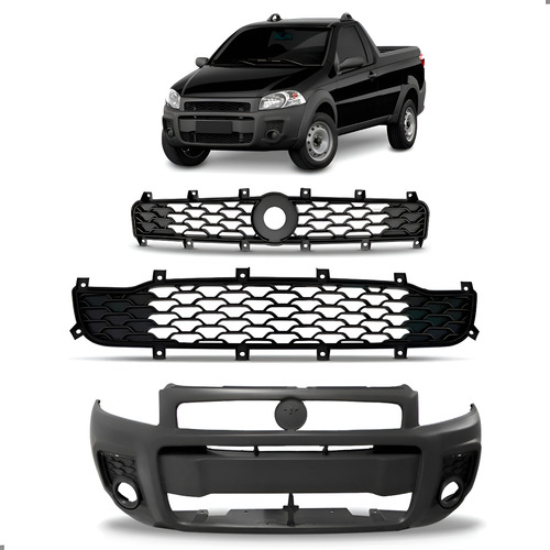 Kit Parachoque E Grade Para Strada Working 2014 A 2019 Preto