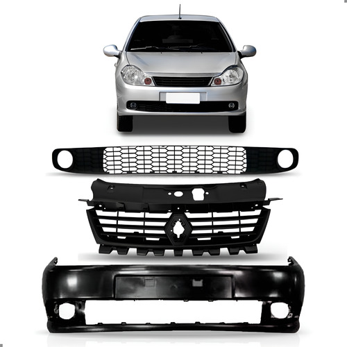 Kit Frente Parachoque Dianteiro Para Symbol 2009 2010 Á 2013 Preto