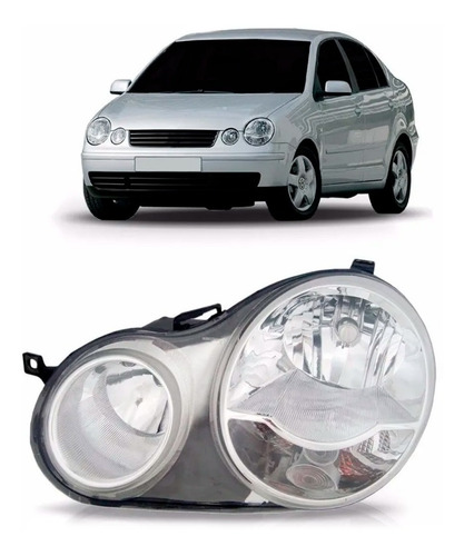 Farol Polo 2003 2004 2005 2006 Mascara Cromada 1ª Linha Esquerdo/motorista