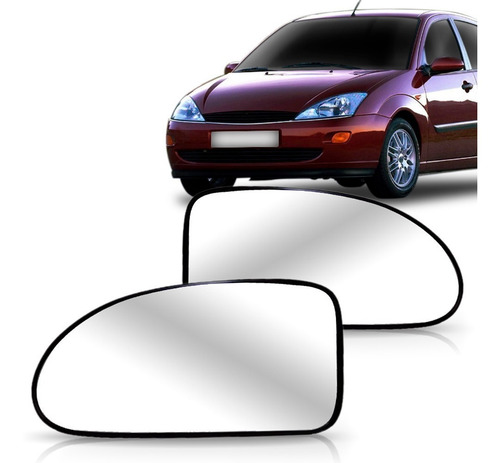 Jogo Lente Espelho Retrovisor C/ Base Focus 98 99 00 01 02 0