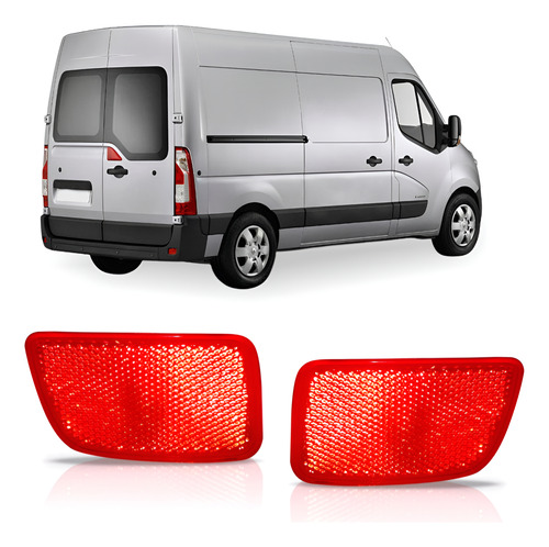 Par Sinaleira Parachoque Master 13 14 15 Aplique Refletor Vermelho