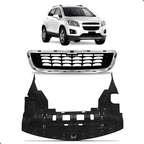 Kit Grade Defletor Para Tracker 2014 A 2016 Friso Cromado Preto