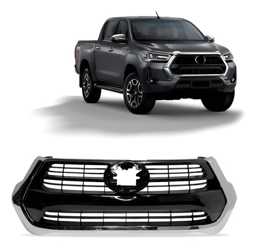 Grade Radiador Cromado/preto Hilux Srv 2021 2022  2023 - Preto