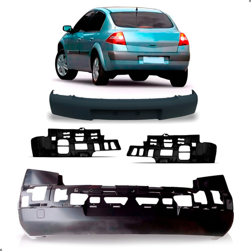 Kit Parachoque Traseiro Megane 2006 A 2016 Sedan Com Guias