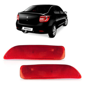 Par Sinaleira Refletor Parachoque Traseiro Logan 2014 A 2016 Vermelho