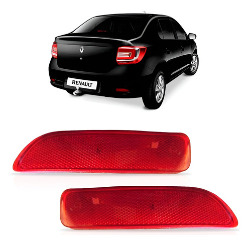 Par Sinaleira Refletor Parachoque Traseiro Logan 2014 A 2016 Vermelho