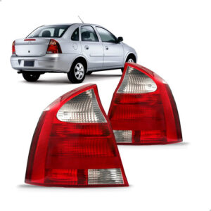 Par Lanterna Traseira Bicolor Corsa Sedan 2003 A 2007  Vermelho