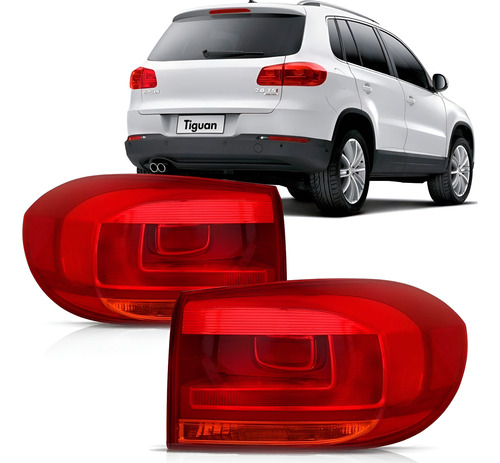 Par Lanterna Traseira Canto Tiguan 2012 A 2017 Vermelho