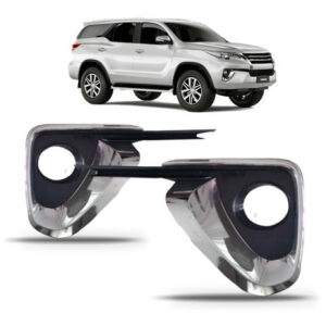 Par Moldura Milha Hilux Sw4 2016 A 2018 C/ Furo Cromado Preto