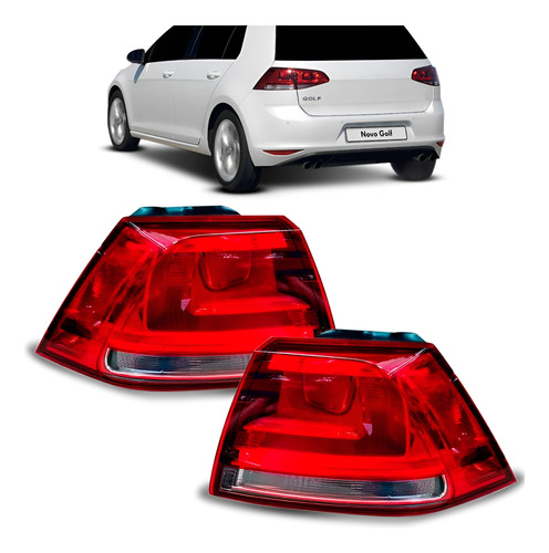 Par Sinaleira Traseira Golf 2014 15 16 17 18 Bicolor S/ Led Ambos Lados Vermelho