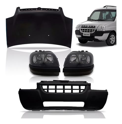 Kit Frente Doblo 2001 A 2007 Fiat Capo Parachoque Farol