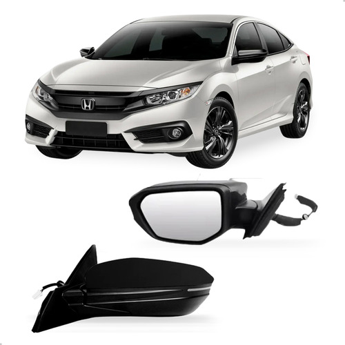 Par Retrovisor Externo Civic 2017 A 2021 Eletrico Retratil