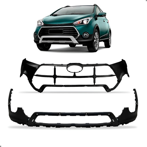 Kit Parachoque Para Hb20x 2016 A 2019 Com Spoiler Saia Preto