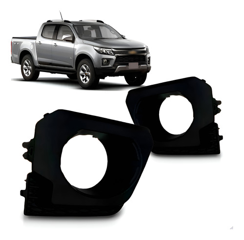 Par Moldura Grade De Milha S10 2021 2022 2023 Com Furo Preto Ambos Os Lados