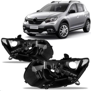 Par Carcaça Farol Dianteiro Sandero 2020 A 2024