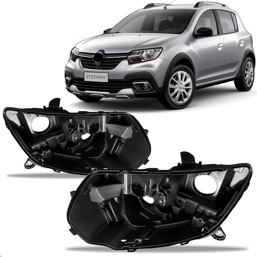 Par Carcaça Farol Dianteiro Sandero 2020 A 2024