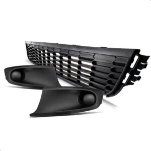 Tela Frontal Inferior Para Vw Fox 10/14 + Par Moldura Milha Preto