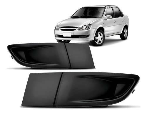 Par Moldura Milha Corsa Classic 2010 Até 2016 S/furo - Preto - Ambos Lados